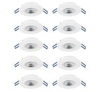 Eglo Set of 10 LED recessed spotlights Cedrez, Ø 9 cm, Ultra-Flat Ceiling Spots, Lights with dip Switch, White Plastic, Warm White, Neutral Cool