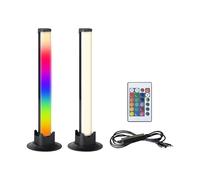 Eglo Set of 2 LED Lights for Gaming Room, Colourful Table Lamps with Light Effects, Party Decor, Music-Controlled Lighting, Remote, USB, Warm White and RGB, Black