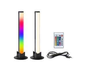 Eglo Set of 2 LED Lights for Gaming Room | colourful table lamps with light effects, party decor, music-controlled lighting, remote, USB, warm white and RGB, black