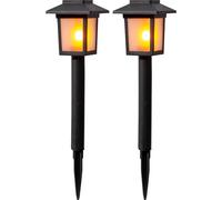 Eglo Set of 2 Solar Garden Lights Z_Solar, Path Lighting with Ground Spike, Vintage Outdoor lamp, Black Plastic, Warm White