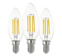 Eglo Set of 3 E14 Filament LED Lamps, Edison Light Bulb Transparent