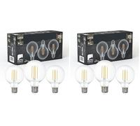 Eglo Set of 3 Filament led Light Bulbs, E27 Screw Bulbs, Edison Vintage Lightbulbs Clear, 4 watts Each, Globe Bulbs Neutral White, 4000 K, 470 Lumen, Retro G80 Lamps, Ø 8 cm (Pack of 2)