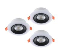 Eglo Set of 3 LED recessed Spotlight Set Calonge RGB, Flat Ceiling spot with Remote, dimmable Light, Black-White Plastic, Colour Change, Warm to Cool White, Ø 9.8 cm