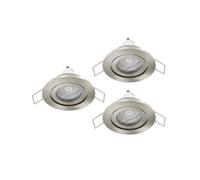 Eglo Set of 3 LED recessed spotlights Barranco, Ceiling Spotlight for Bathroom, lamp Made of Silver Plastic, Warm White Bathroom Light, Including GU10 Bulbs, IP44
