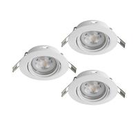 Eglo Set of 3 LED recessed spotlights Favazzina, Round Flat Metal Ceiling Lights in White, in U10 Bulbs, Warm Ø 8.8 cm