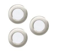 EGLO Set of 3 LED recessed spotlights Fueva 5, Diameter 8.6 cm, LED spotlights Set Made of Steel and Plastic Light Surfaces, 3 LED recessed Lights in matt Nickel, White, Flat, Low Installation Depth