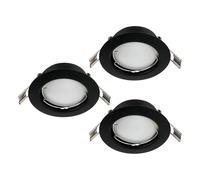 Eglo Set of 3 LED recessed spotlights Peneto, Black Metal Ceiling Spots, Flat Lights with GU10 Bulbs, 2.8 W, 250 lm, 3000 K Warm White, Ø 7.8 cm