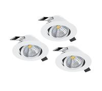Eglo Set of 3 LED recessed spotlights Saliceto, dimmable Flat Round Ceiling Lights, White Aluminium, Neutral White, Ø 8.8 cm