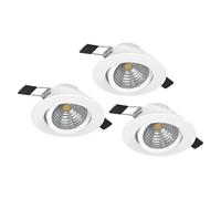Eglo Set of 3 LED recessed spotlights Saliceto, dimmable Flat Round Ceiling Lights, Aluminium White, Warm Ø 8.8 cm