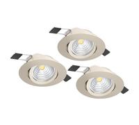 Eglo Set of 3 LED recessed spotlights Saliceto, dimmable Flat Round Ceiling Lights, Silver Aluminium, Warm White, Ø 8.8 cm