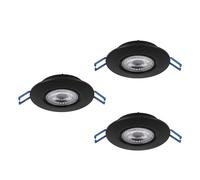 Eglo Set of 3 recessed LED Lamps Zujar, Ceiling spotlights Made of Plastic in Black, Wall spot Lights, Warm White, Ø 8.5