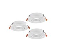 Eglo Set of 3 recessed spotlights Barranco, Adjustable spot Lights for Ceiling, Round Downlight Without Bulb, White Plastic lamp, GU10 Socket, Ø 9 cm