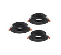 Eglo Set of 3 recessed spotlights Barranco, Adjustable spot Lights for Ceiling, Round Downlight Without Bulb, Black Plastic lamp, GU10 Socket, Ø 9 cm