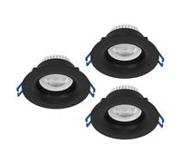 Eglo Set of 3 recessed spotlights Salabate, Ø 8.8 cm, Bathroom Ceiling Lights, Black Aluminium, Warm White, Neutral Cool IP65