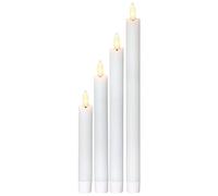 EGLO Set of 4 Flickering LED Candles, Candle Light for Candlesticks with Timer Function, Battery-Operated Wax Candles, Artificial Taper Candles Made of Real Wax in White, Warm White