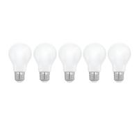 Eglo Set of 5 E27 LED Bulbs, Milky, 806 lumens, 7W (equiv. 60W), Warm White, 2700K, Opal White Lamps, A60 Bulb Ø 6 cm