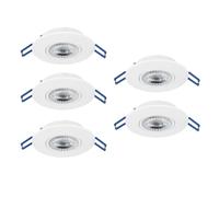Eglo Set of 5 LED recessed spotlights Cedrez, Ø 9 cm, Ultra-Flat Ceiling Spots, Lights with dip Switch, White Plastic, Warm White, Neutral Cool