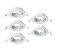 Eglo Set of 5 recessed spotlights Agulo, Swivel Ceiling Lights, Round Spots Without Bulbs, White Steel Lamps, GU10 Base, Ø 8.6 cm