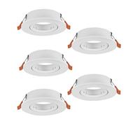 Eglo Set of 5 recessed spotlights Barranco, Adjustable spot Lights for Ceiling, Round Downlight Without Bulb, White Plastic lamp, GU10 Socket, Ø 9 cm