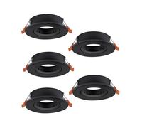 Eglo Set of 5 recessed spotlights Barranco, Adjustable spot Lights for Ceiling, Round Downlight Without Bulb, Black Plastic lamp, GU10 Socket, Ø 9 cm