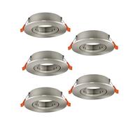 Eglo Set of 5 recessed spotlights Barranco, Adjustable spot Lights for Ceiling, Round Downlight Without Bulb, Silver Plastic lamp, GU10 Socket, Ø 9 cm
