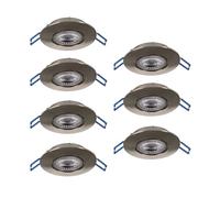 Eglo Set of 7 LED recessed spotlights Cedrez, Ø 9 cm, Ultra-Flat Ceiling Spots, Lights with dip Switch, Silver Plastic, Warm White, Neutral Cool White
