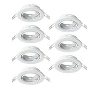 Eglo Set of 7 recessed spotlights Agulo, Swivel Ceiling Lights, Round Spots Without Bulbs, White Steel Lamps, GU10 Base, Ø 8.6 cm