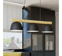 EGLO Sherburn pendant light, length 77 cm, black/brown, 3-bulb.