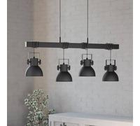 Eglo Pendant Lighting Shirebrook, Ceiling Light Fitting with 4 Shades, Industrial Hanging lamp for Dining and Living Room, Black Wood and Metal, FSC100PA, E27 Socket
