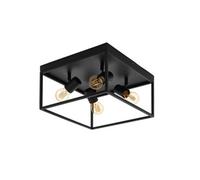 Eglo Silentina Black/clear Metal/glass 4-Light Flush Ceiling Fitting (D) 36Cm
