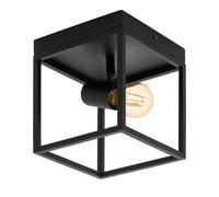 Eglo Flush Ceiling Light Fitting Silentina, Lighting in Industrial Design, Living Room, Kitchen and Hallway lamp Made of Black Steel, E27 Socket