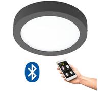 Eglo Smart Home LED Ceiling Light Argolis-C, Outdoor Ceiling Lamp, Dimmable Exterior Light, Anthracite Die-Cast Aluminium, White Plastic, Outdoor Light Warm White to Cool White, IP44