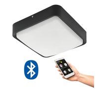 Eglo Smart Home LED Ceiling Light Piove-C, Outdoor Ceiling Lamp, Dimmable Outdoor Light, Black Aluminium Die-Cast, White Plastic, Warm White Outdoor Lamp, IP44