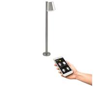 Eglo Smart Home LED Outdoor Floor Lamp Caldiero-C, Path Light, Outdoor Standing Lamp, Stainless Steel, White Plastic, E27 Socket, IP44