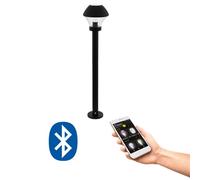 Eglo Smart Home LED Outdoor Floor Lamp Verlucca-C, Path Light, Outdoor Standing Lamp, Galvanised Steel in Black, Clear Glass, Black E27 Socket, IP44
