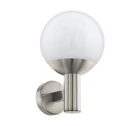 Eglo Smart Home LED Wall Lamp Nisia-C, Outdoor Wall Light, Outdoor Lamp Made of Stainless Steel, White Plastic, Outdoor Light with E27 Socket, IP44