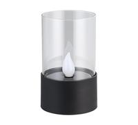 Eglo Solar Table lamp for Outdoors Z_Solar, Outdoor Light with Flame Effect, Black Plastic with Glass Cylinder, Warm White Lighting, 14 cm