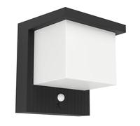Eglo Solar wall Light Frigento, 700 lumens, Outdoor lamp with Motion Sensor, LED Outdoor Porch and Front Door Lighting, Black Plastic, Warm White, IP44