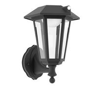Eglo Solar wall Light Prietta, 800 lumens, Outdoor Front Door lamp with Motion Sensor, Vintage LED Porch Lighting, Black Plastic with Glass, Warm White, IP44