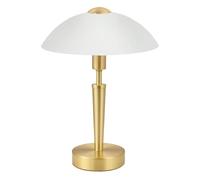 Eglo Solo 1 Table Lamp, Brass Matt Steel and Satin White Glass Desk Light, E14 Socket, incl. Touch dimmer