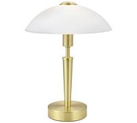 Eglo Solo 1 Table Lamp, Brass Matt Steel and Satin White Glass Desk Light, E14 Socket, incl. Touch dimmer