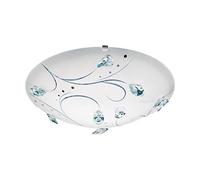 EGLO Sorrenta 1 LED Ceiling Light, 1 Bulb Classic Living Room Lamp Made of Metal, Glass with Crystals in White, Bedroom Lamp, LED Hallway Lamp Ceiling Neutral White