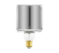 Eglo Spiral filament LED lamp, vintage E27 light bulb in black and transparent, dimmable lighting, 4 watt, 50 lumens, warm white glow, 1700 Kelvin, decorative cube shape, Ø 3.7 inches