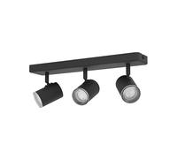 Eglo Spotlight bar Consuma 1, Bathroom Light Fitting with 3 Flexible Spots, Ceiling lamp Kitchen Made of Black Steel, GU10 Socket, IP44