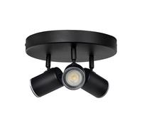 Eglo Spotlight bar Consuma 1, Bathroom Light Fitting with 3 Flexible Spots, Round Ceiling lamp Kitchen Made of Black Steel, GU10 Socket, IP44