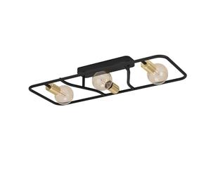 EGLO Spotlight bar Messinaro, 3 lamp ceiling light fitting, vintage living room lamp made of metal in black and brushed brass, spots with E27 socket