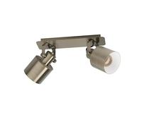 Eglo Spotlight bar Southery, Ceiling Light Fitting with 2 Adjustable spot Lights, Elegant Living Room lamp Made of Burnished Metal, Track Lighting with E27 Socket