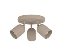 Eglo Spotlight bar Tilston, Light Fitting with 3 Flexible Spots, Round Ceiling lamp for Living Room and Bedroom, Sand Beige Steel, E14 Socket