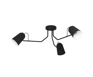 Eglo Spotlight Loreto, Ceiling Light Fitting with 3 Adjustable spot Lights, Minimalist Living Room lamp Made of Black and White Steel, Track Lighting with E27 Socket
