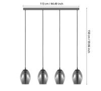 EGLO Stars Of Light Estanys hanging light, black, 4-bulb, long